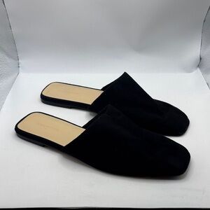 Banana Republic Black Soft Faux Suede Mule Shoes SZ 9 slides minimalist workwear